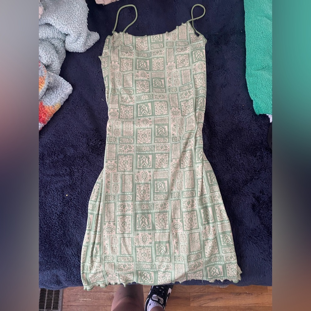 Green printed dress